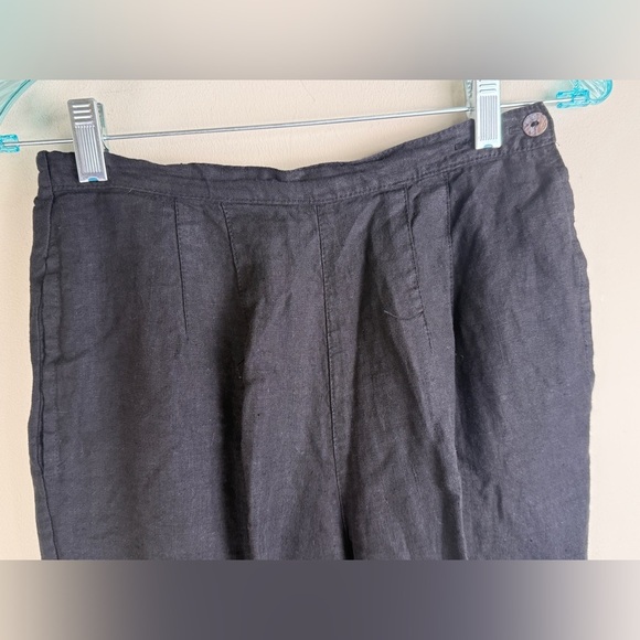 Kleen 100% Linen Barrel Ankle Pant Womens S Black Elastic Waist Lagenlook Boho - Picture 4 of 11